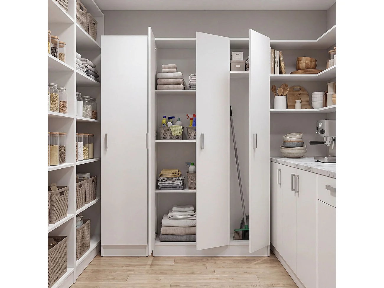 Armario de 3 puertas en blanco artik 109x180 cm Multi Useful Blanco