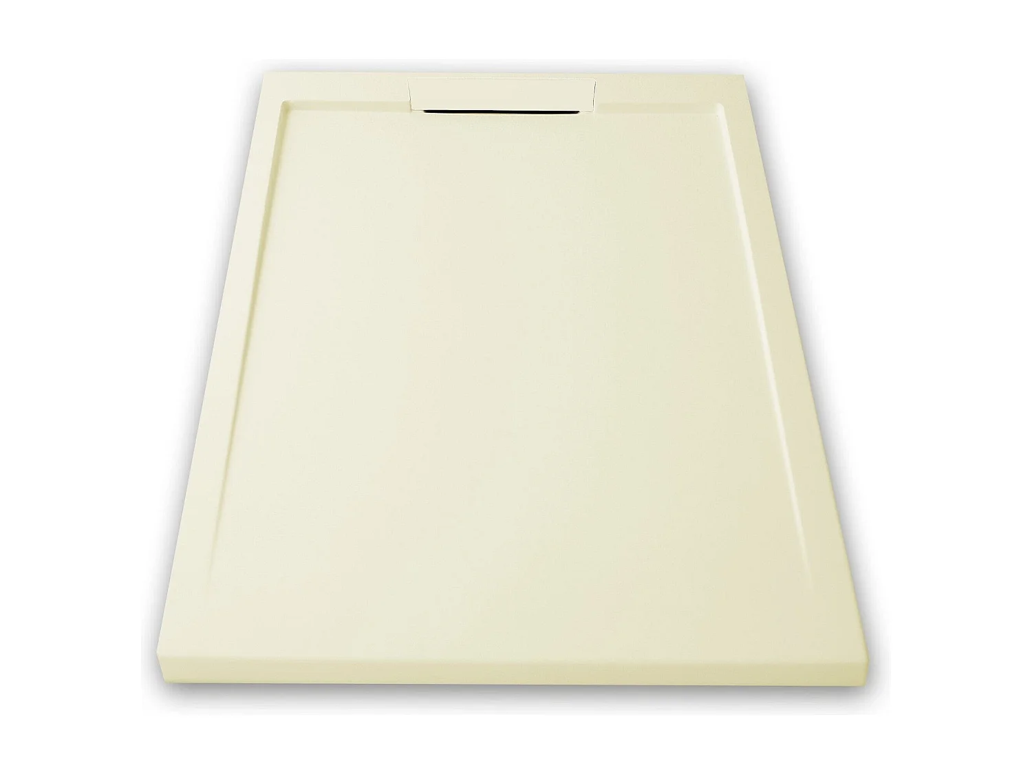 Mineralguss-Duschwanne extra flach LUX Schieferoptik beige 70x130cm Edelstahl in gleicher Farbe