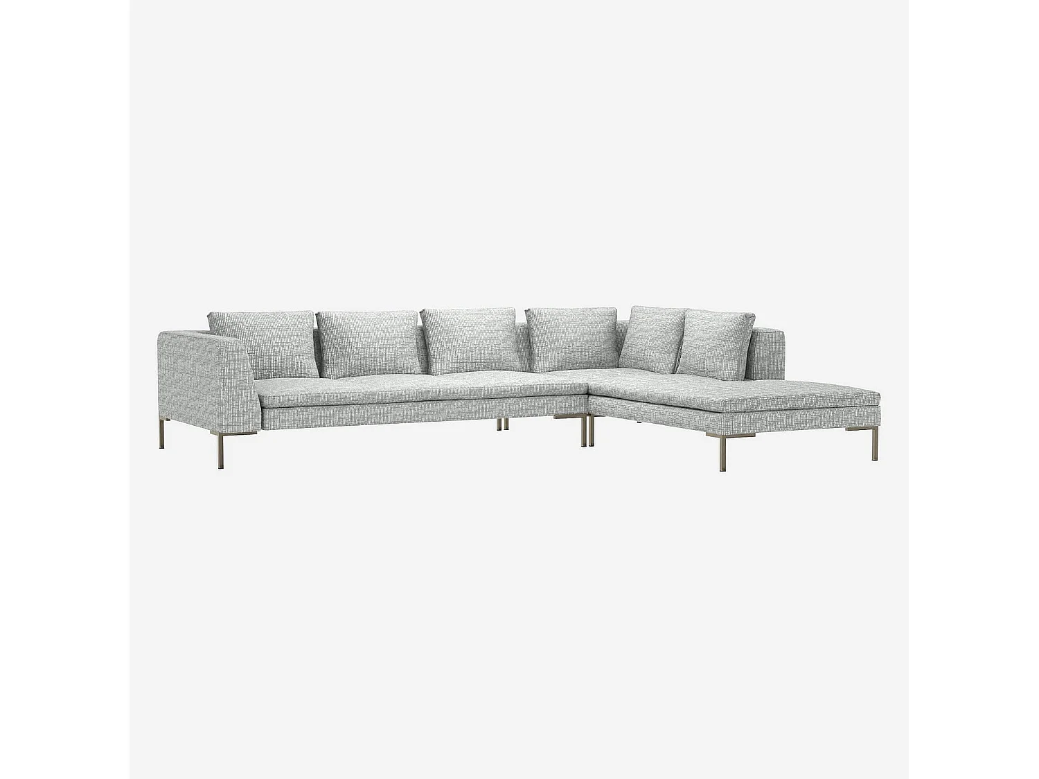 Habitat - Grand canapé d'angle droit en tissu Alba - Gris brume - Montino