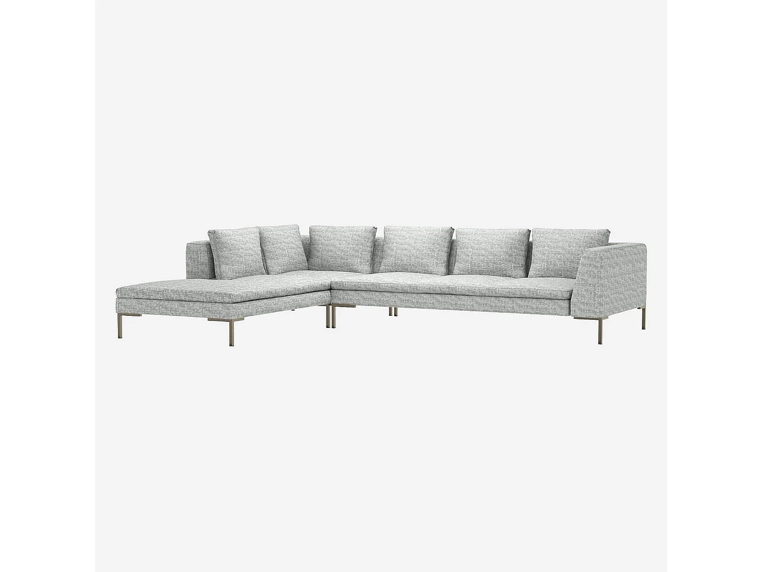 Habitat - Grand canapé d'angle gauche en tissu Alba - Gris brume - Montino