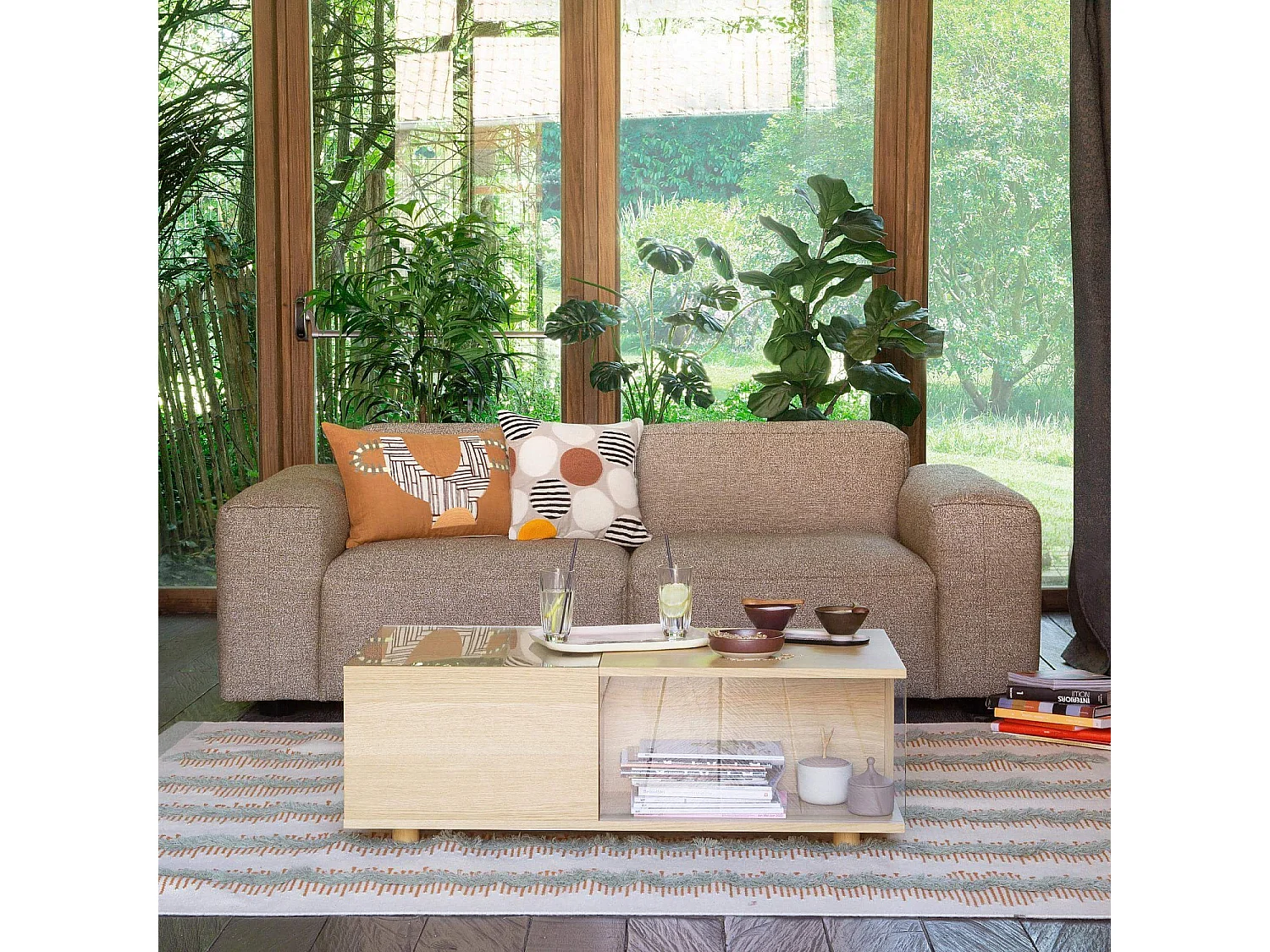 Habitat - Canapé 3 places en tissu Venezia - Vert lichen - Posada