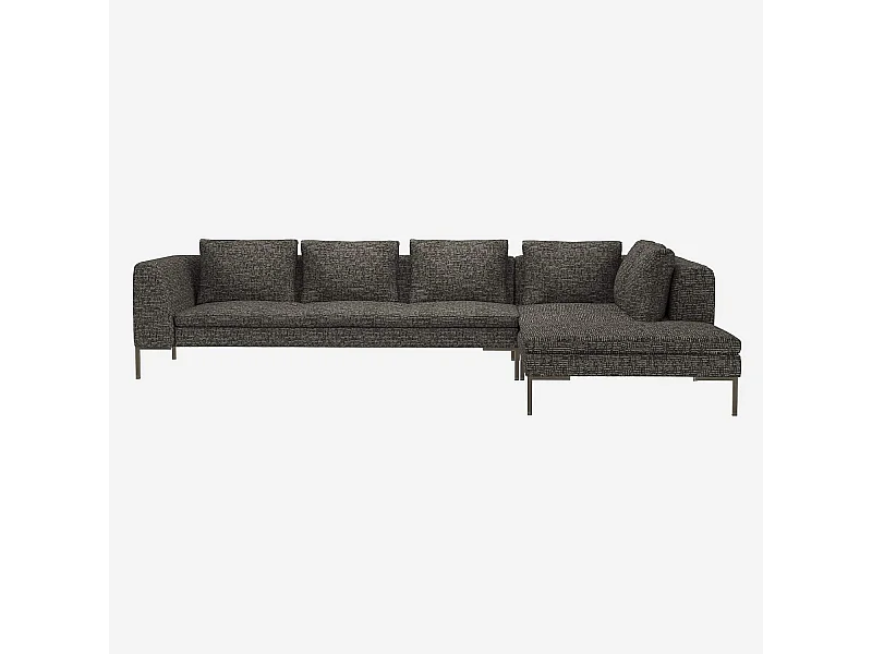 Habitat - Grand canapé d'angle droit en tissu Alba - Gris nuage - Montino