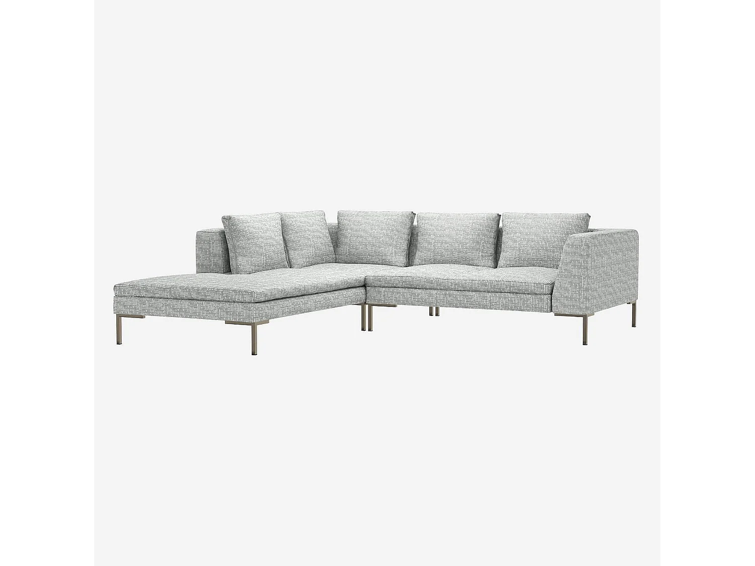 Habitat - Canapé d'angle gauche en tissu Alba - Gris brume - Montino