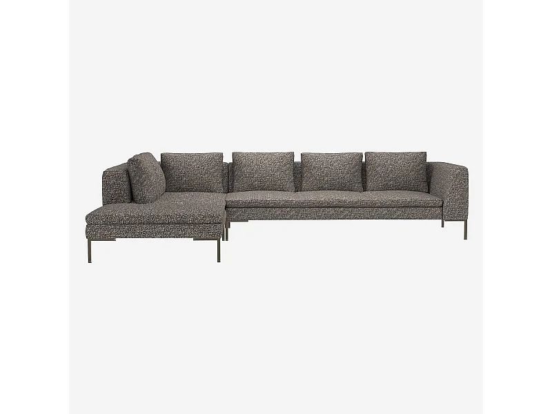 Habitat - Grand canapé d'angle gauche en tissu Venezia - Bleu zingué - Montino