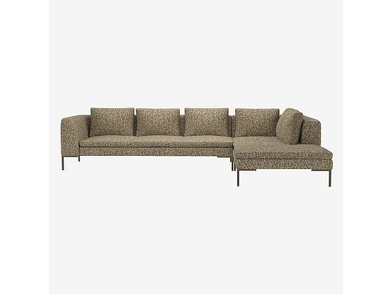 Habitat - Grand canapé d'angle droit en tissu Venezia - Vert lichen - Montino