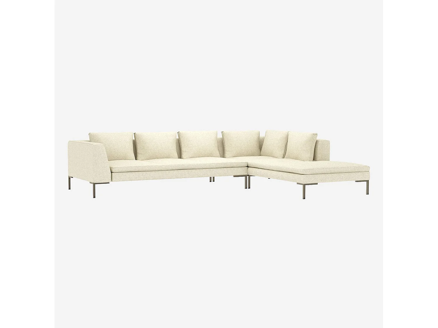 Habitat - Grand canapé d'angle droit en tissu Venezia - Blanc craie - Montino