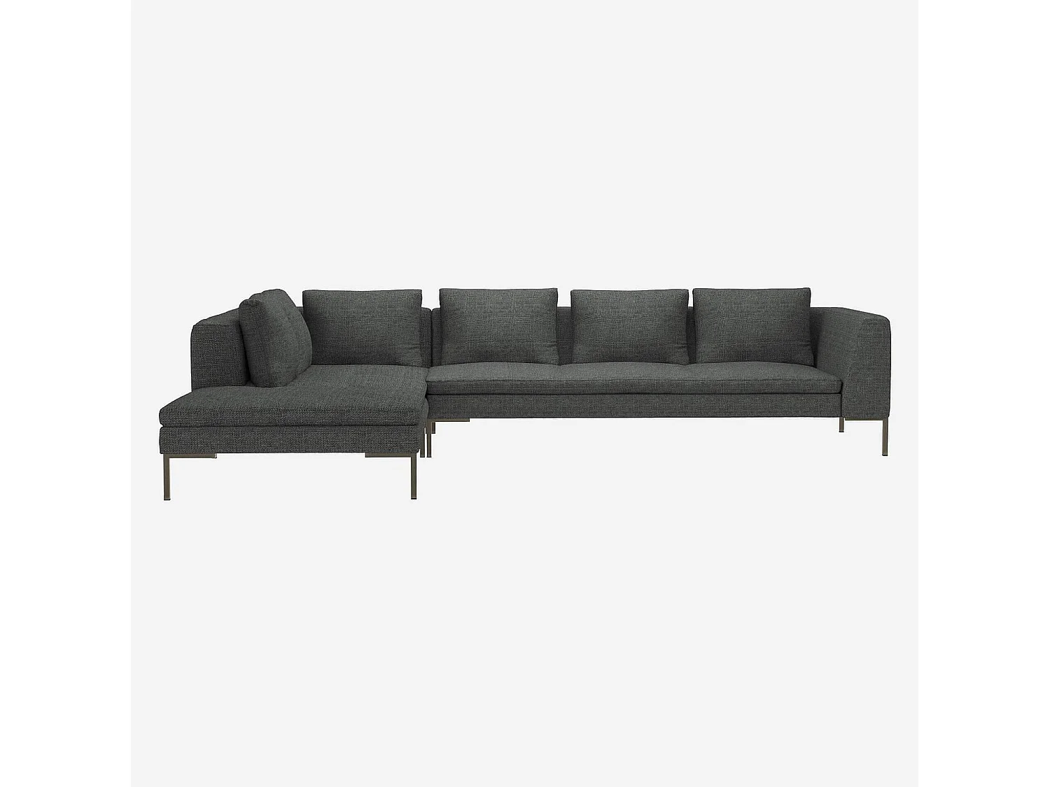 Habitat - Grand canapé d'angle gauche en tissu Melina - Gris ardoise - Montino