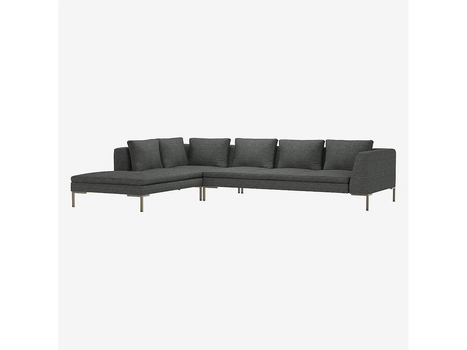 Habitat - Grand canapé d'angle gauche en tissu Melina - Gris ardoise - Montino