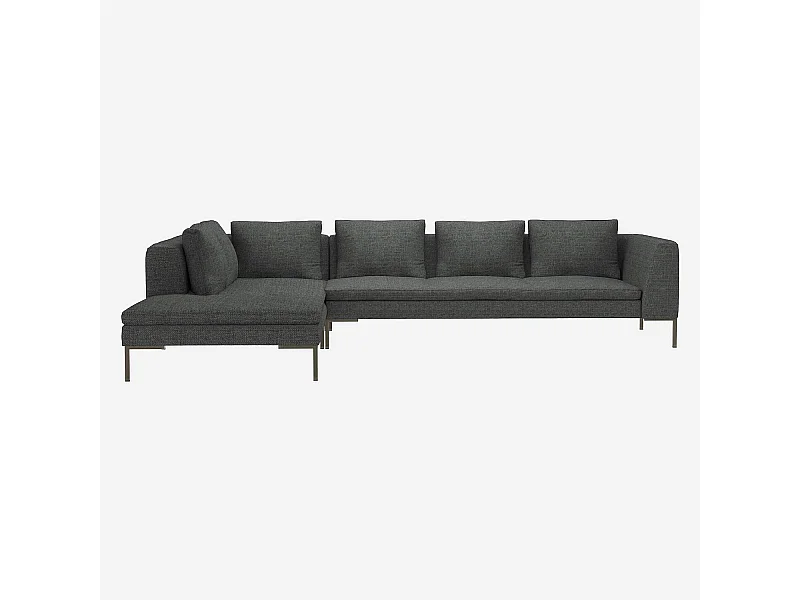 Habitat - Grand canapé d'angle gauche en tissu Melina - Gris ardoise - Montino