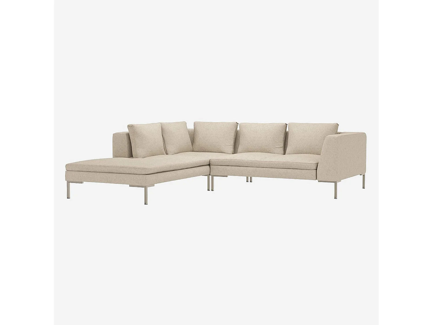 Habitat - Canapé d'angle gauche en tissu Lucca - Blanc mastic - Montino