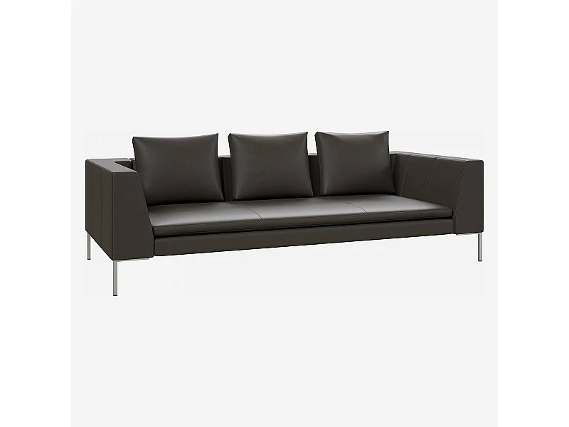 Habitat - Canapé 3 places en cuir Savoy - Gris ardoise - Montino