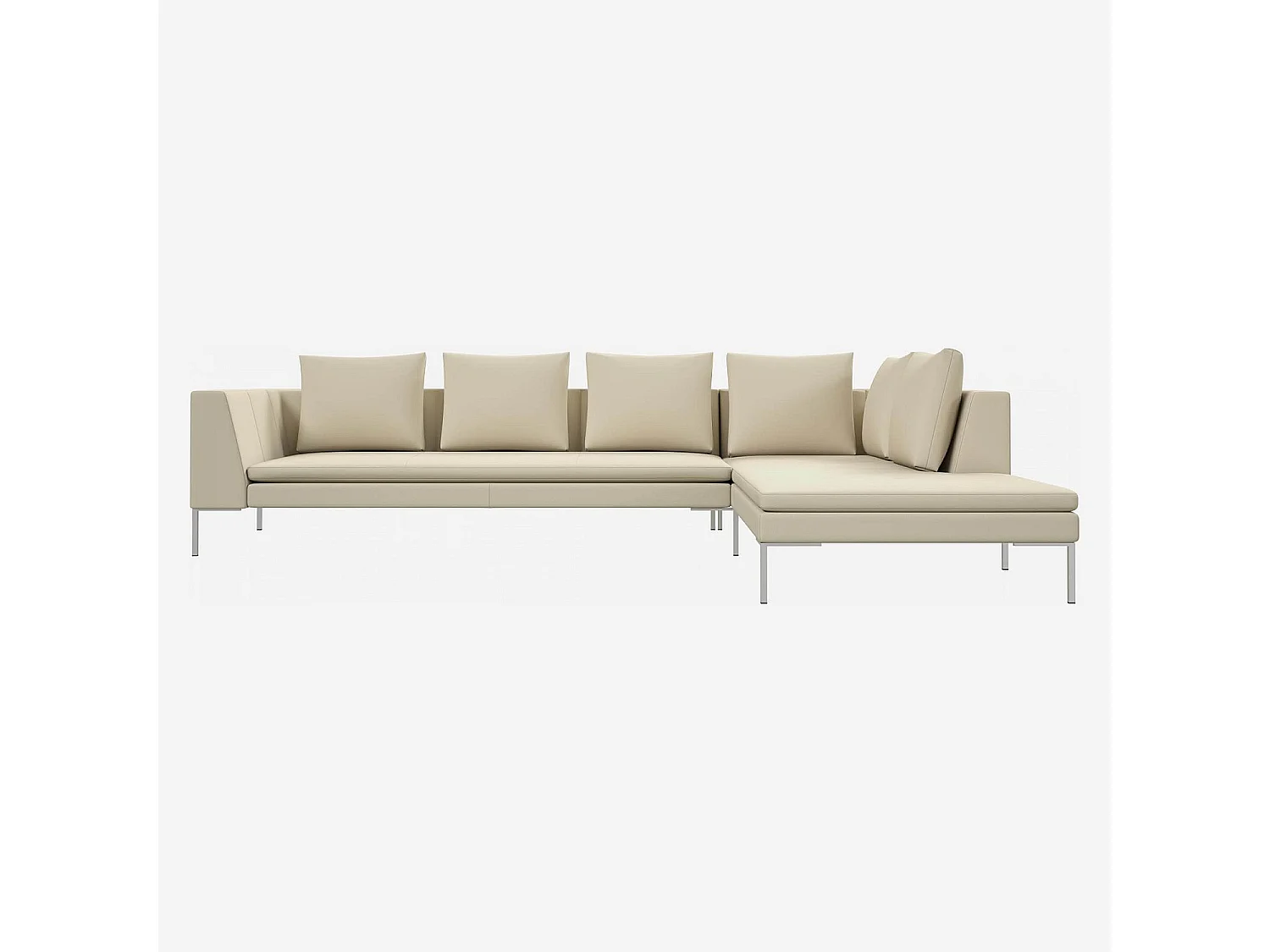 Habitat - Grand canapé d'angle droit en cuir Savoy - Blanc albâtre - Montino