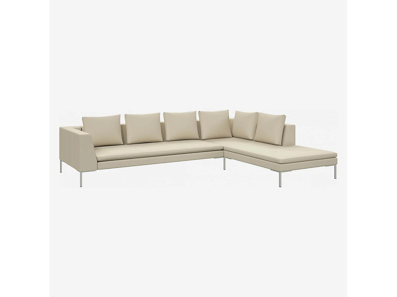 Habitat - Grand canapé d'angle droit en cuir Savoy - Blanc albâtre - Montino