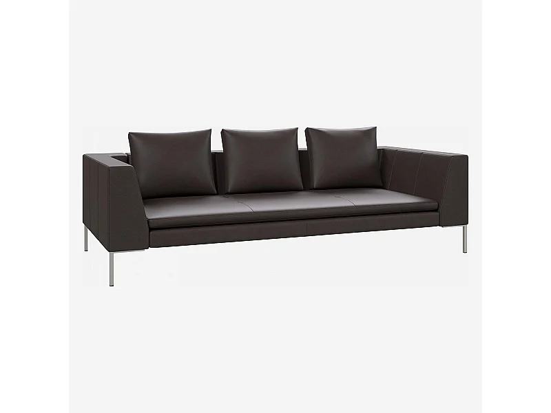 Habitat - Canapé 3 places en cuir Savoy - Marron tonka - Montino