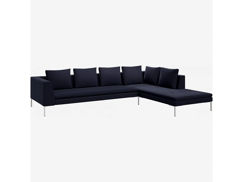 Habitat - Grand canapé d'angle droit en velours - Bleu encre - Montino