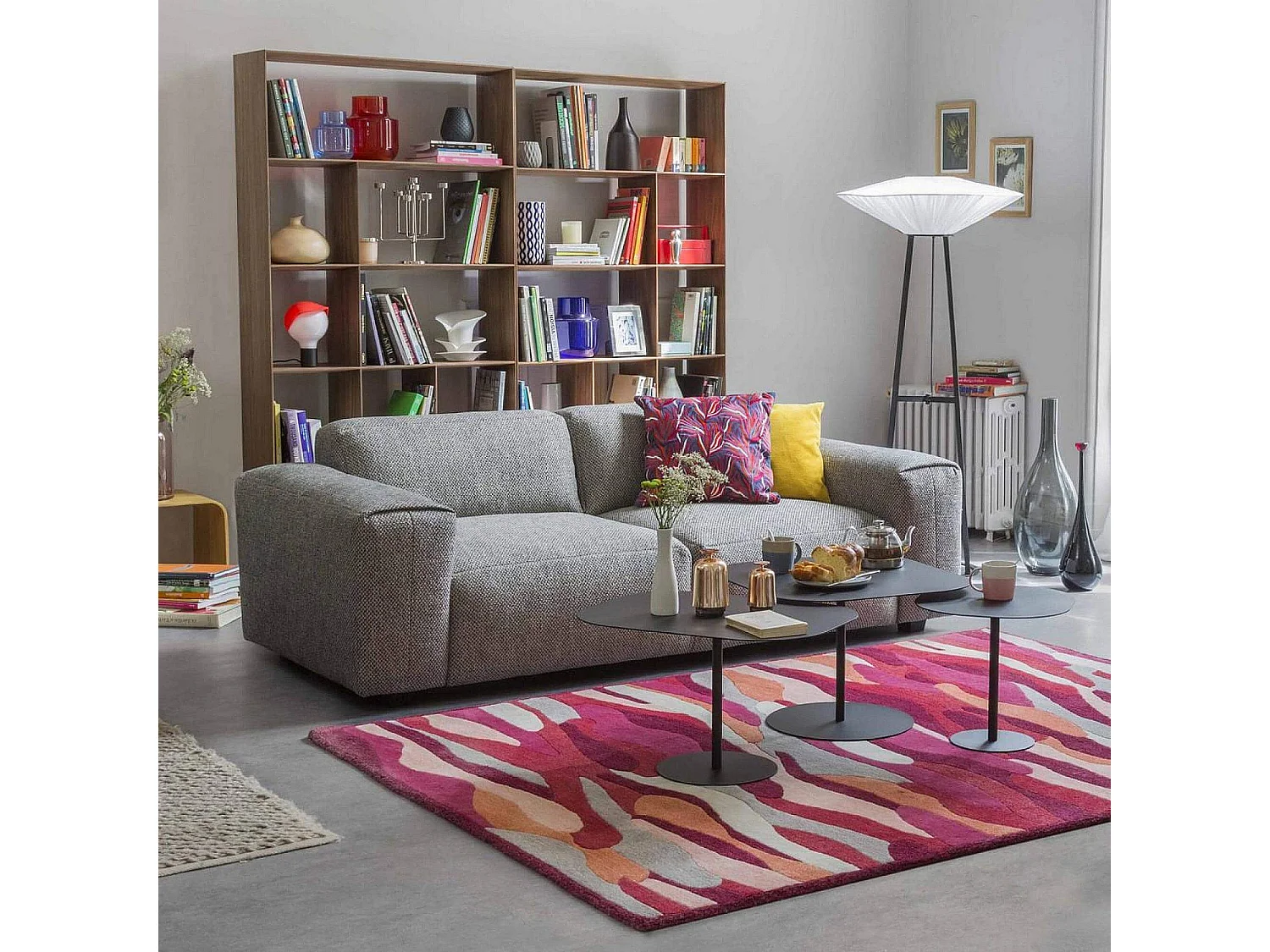 Habitat - Canapé 4 places en velours - Gris ardoise - Posada