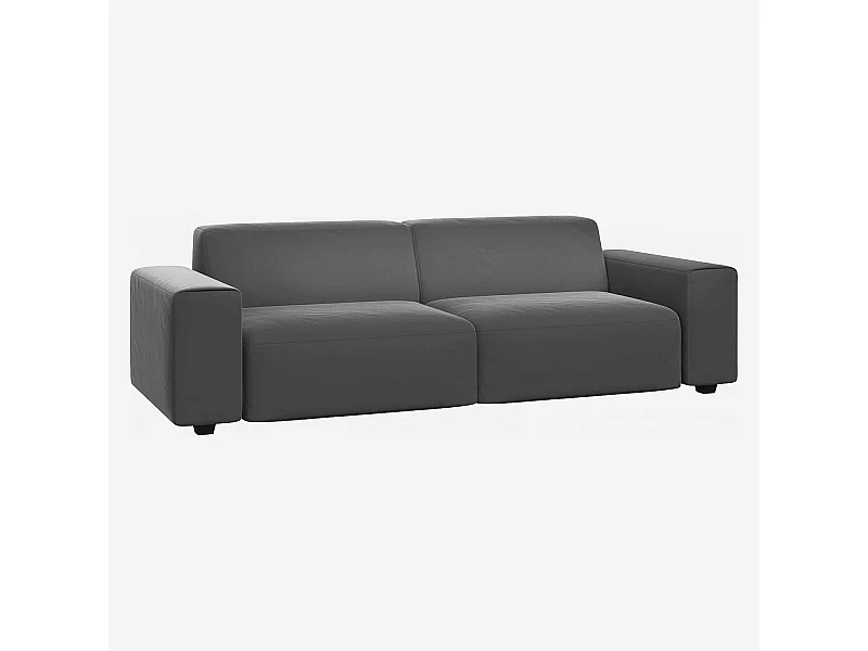 Habitat - Canapé 4 places en velours - Gris ardoise - Posada