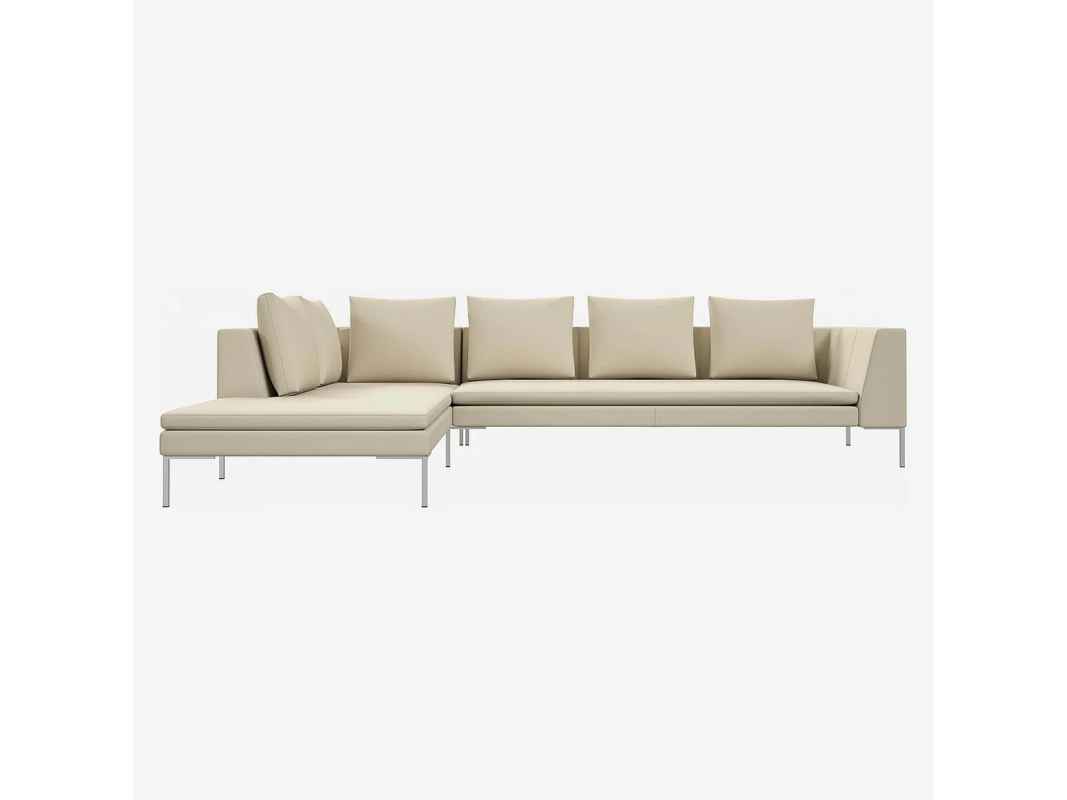 Habitat - Grand canapé d'angle gauche en cuir Savoy - Blanc albâtre - Montino