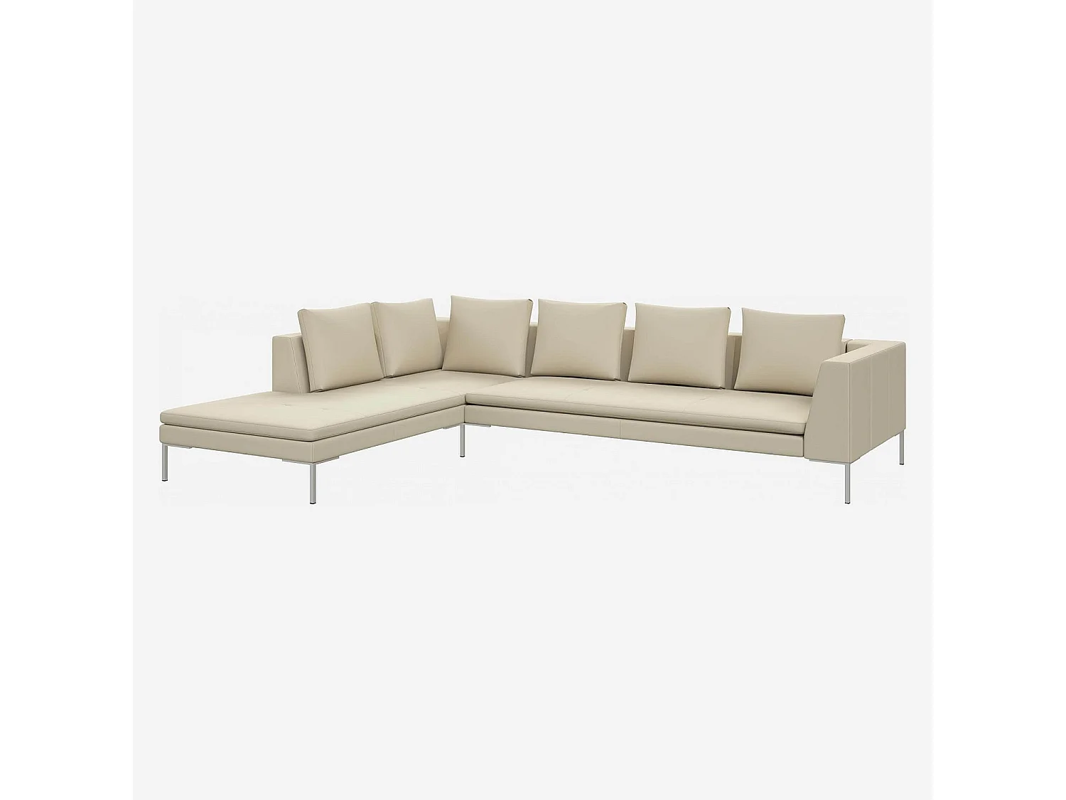 Habitat - Grand canapé d'angle gauche en cuir Savoy - Blanc albâtre - Montino