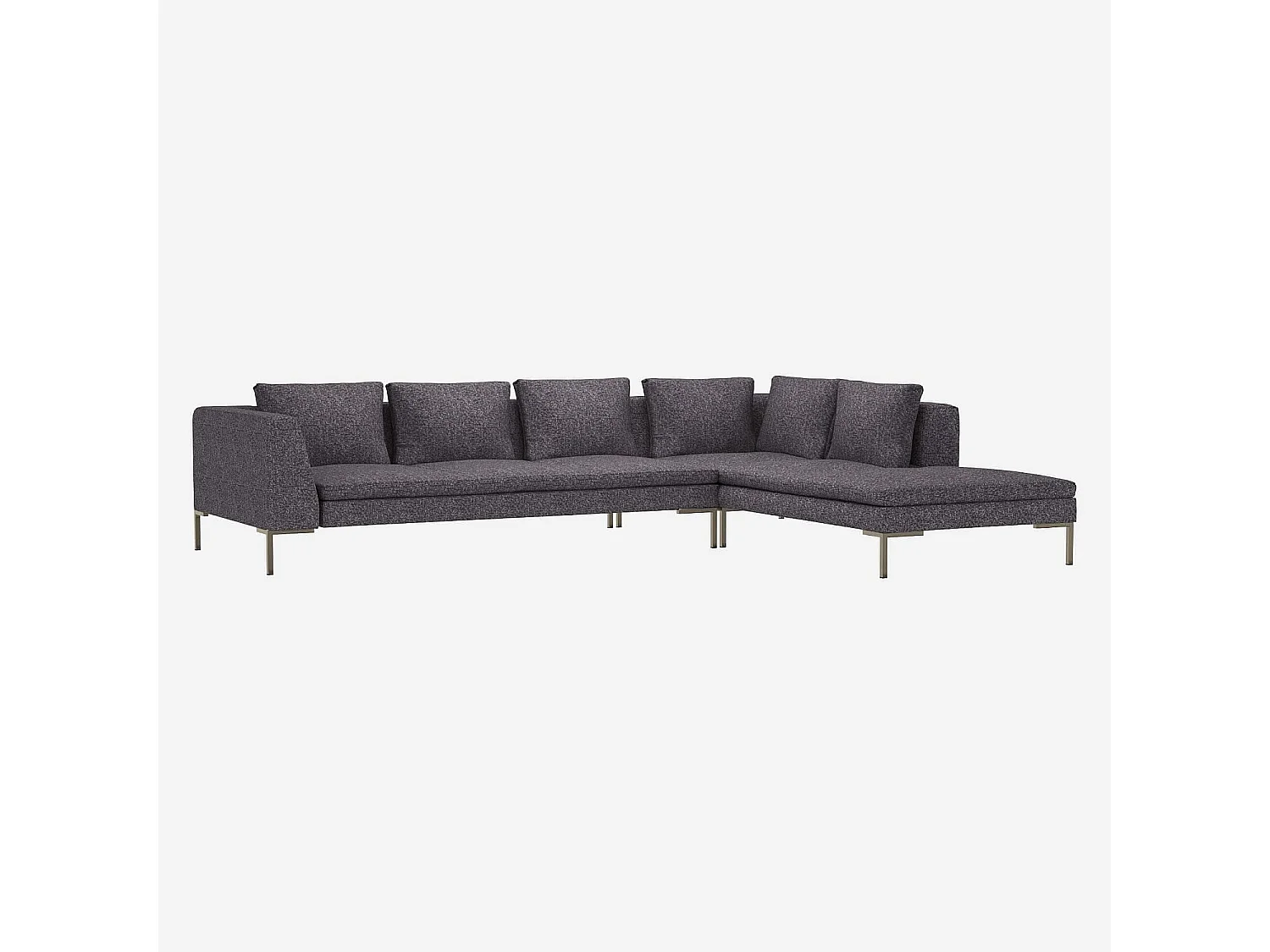 Habitat - Grand canapé d'angle droit en tissu Lucca - Bleu zingué - Montino