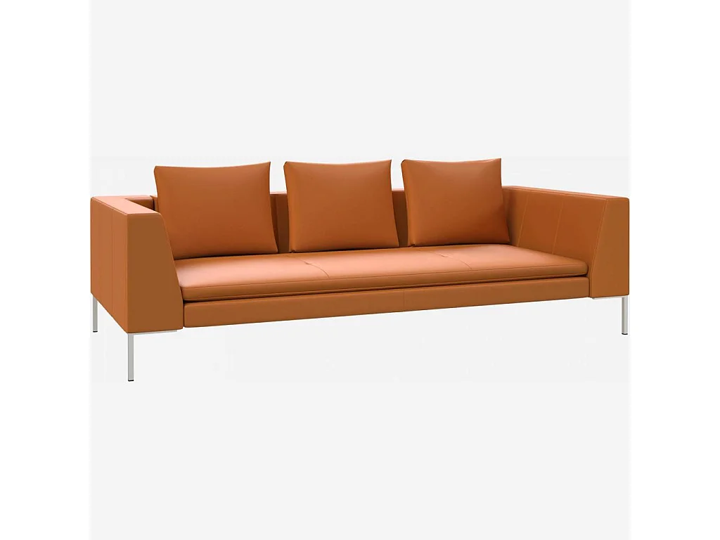 Habitat - Canapé 3 places en cuir Savoy - marron cognac - Montino