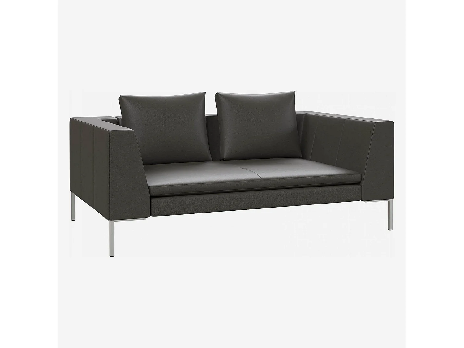 Habitat - Canapé 2 places en cuir Savoy - Gris ardoise - Montino