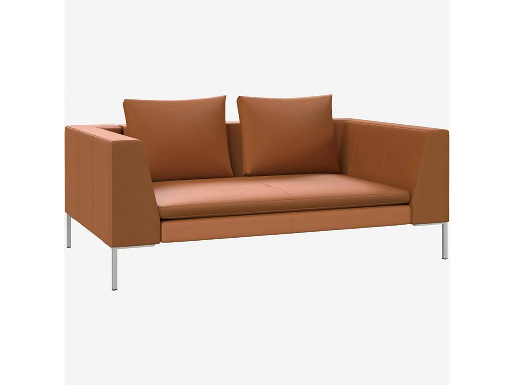 Habitat - Canapé 2 places en cuir Savoy - Marron cognac - Montino