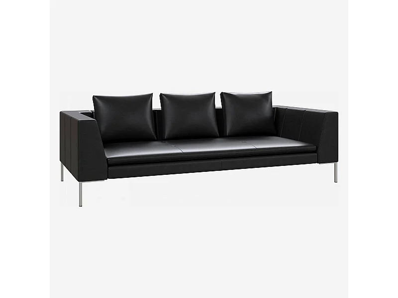 Habitat - Canapé 3 places en cuir Savoy - Noir obsidienne - Montino