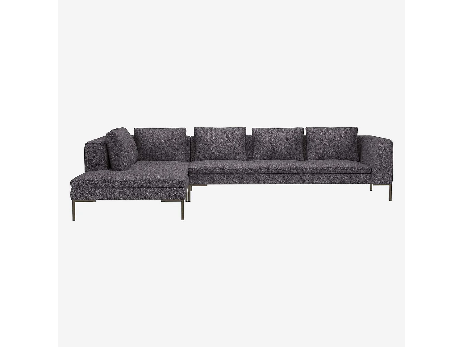 Habitat - Grand canapé d'angle gauche en tissu Lucca - Bleu zingué - Montino