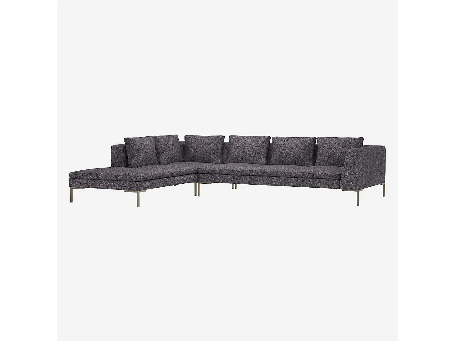 Habitat - Grand canapé d'angle gauche en tissu Lucca - Bleu zingué - Montino