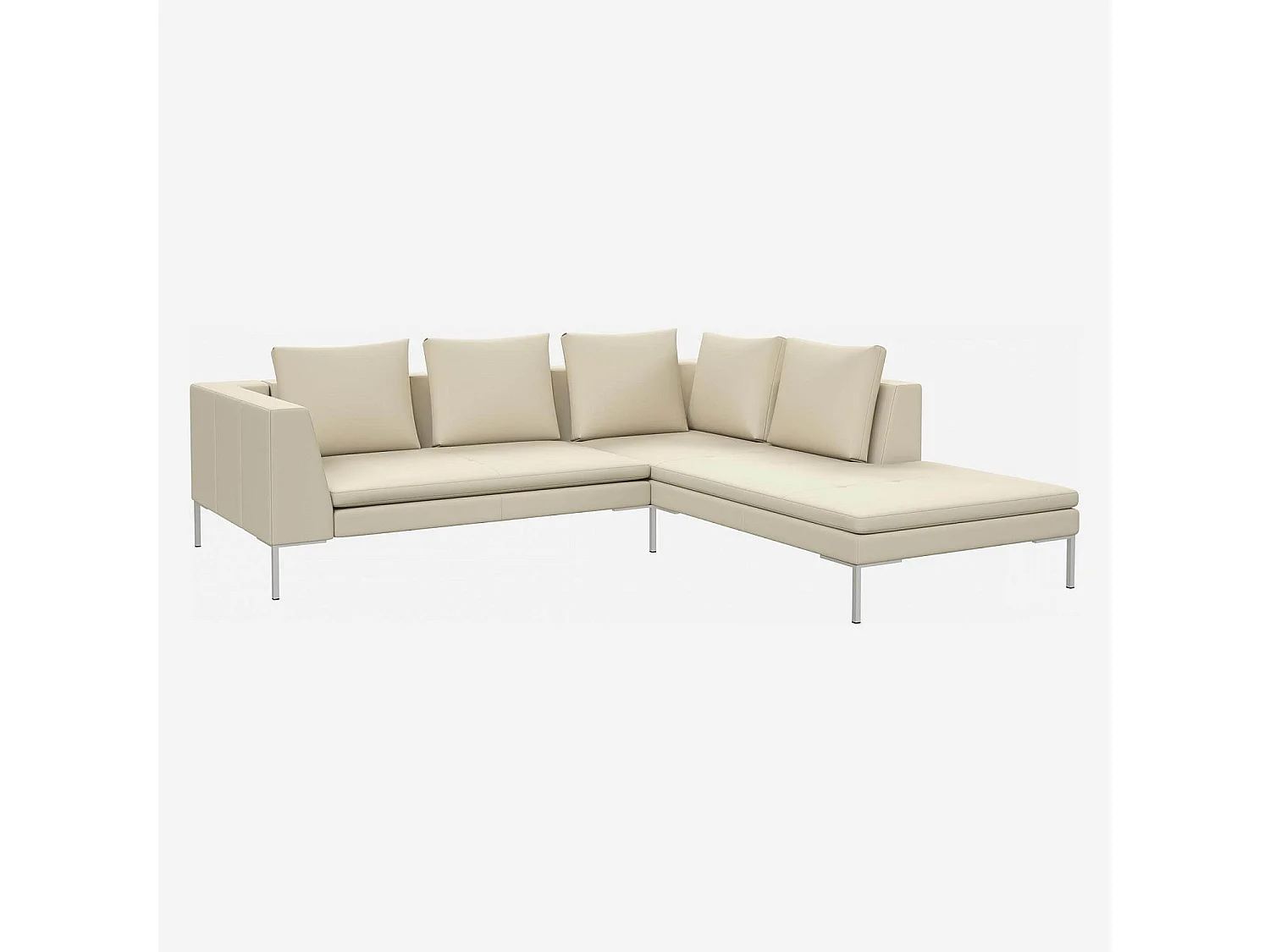 Habitat - Canapé d'angle droit en cuir Savoy - Blanc albâtre - Montino