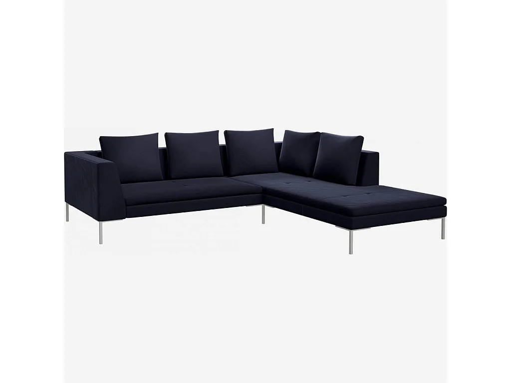 Habitat - Canapé d'angle droit en velours - Bleu encre - Montino