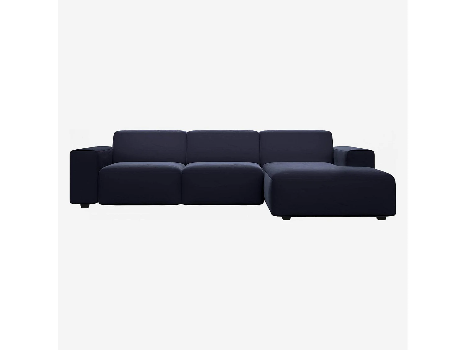 Habitat - Canapé d'angle droit en velours - Bleu encre - Posada