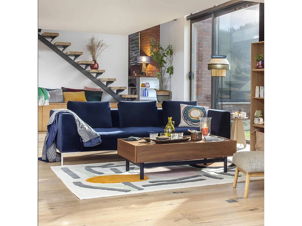 Habitat - Canapé 3 places en velours - Bleu encre - Montino