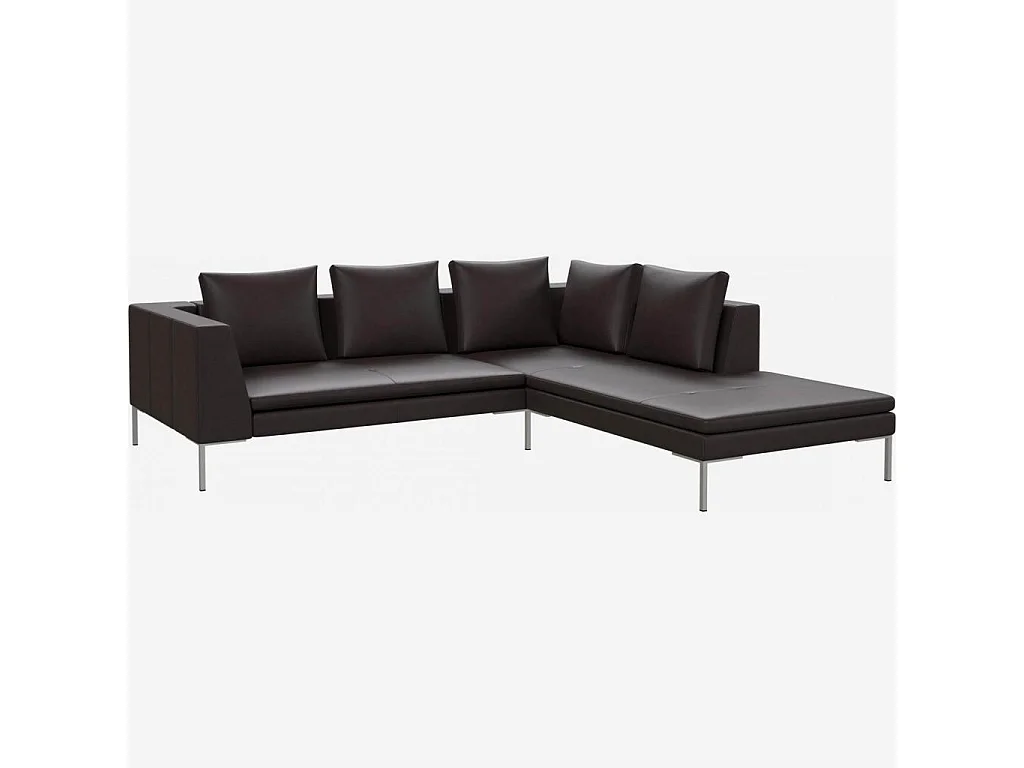 Habitat - Canapé d'angle droit en cuir Savoy - Marron tonka - Montino