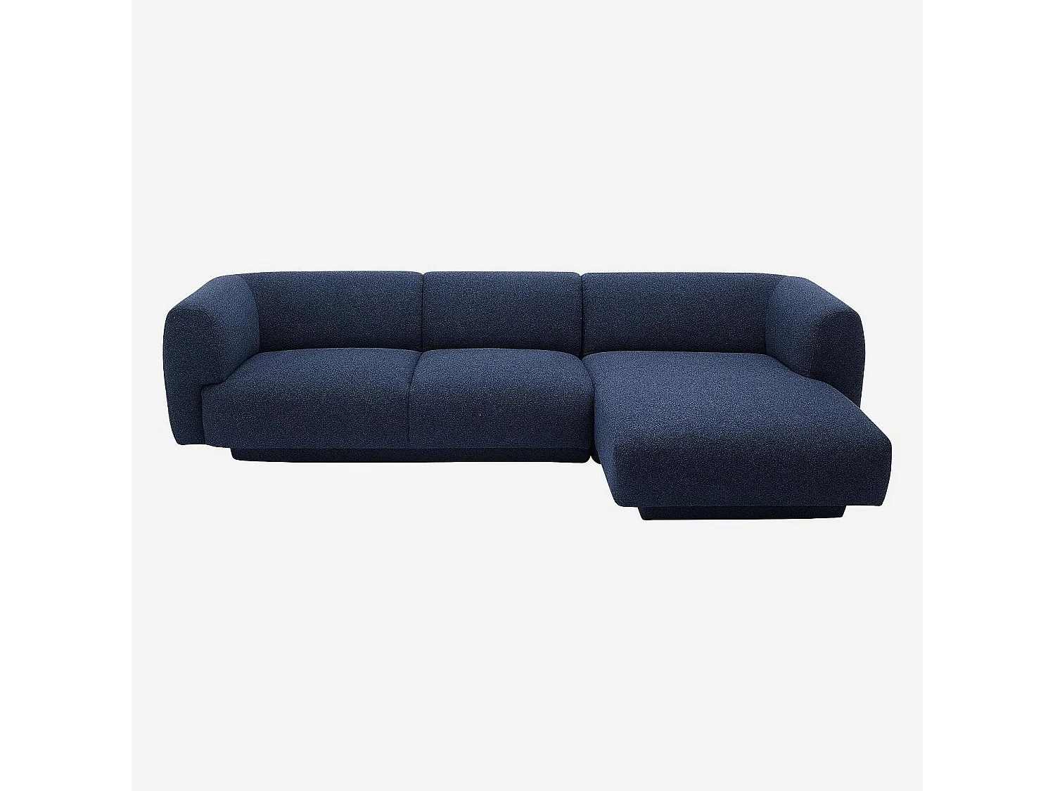 Grand canapé d'angle droit en tissu texturé - Bleu marine - Design by Federica Francini