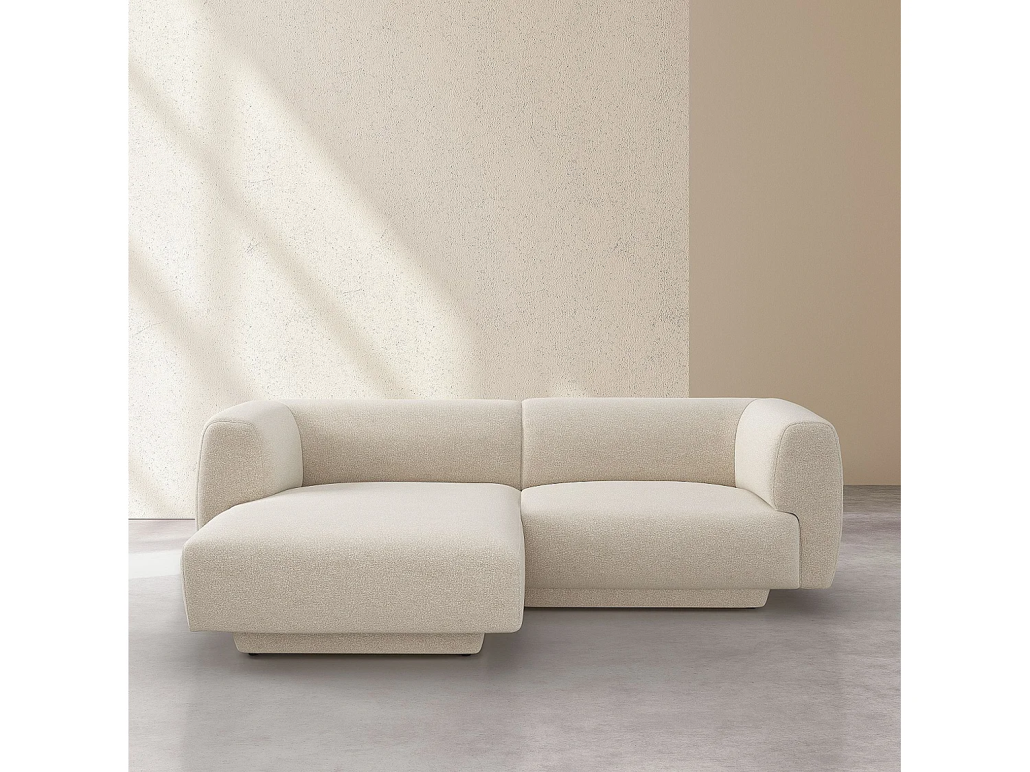 Canapé d'angle gauche en tissu texturé - Beige vanille - Design by Federica Francini