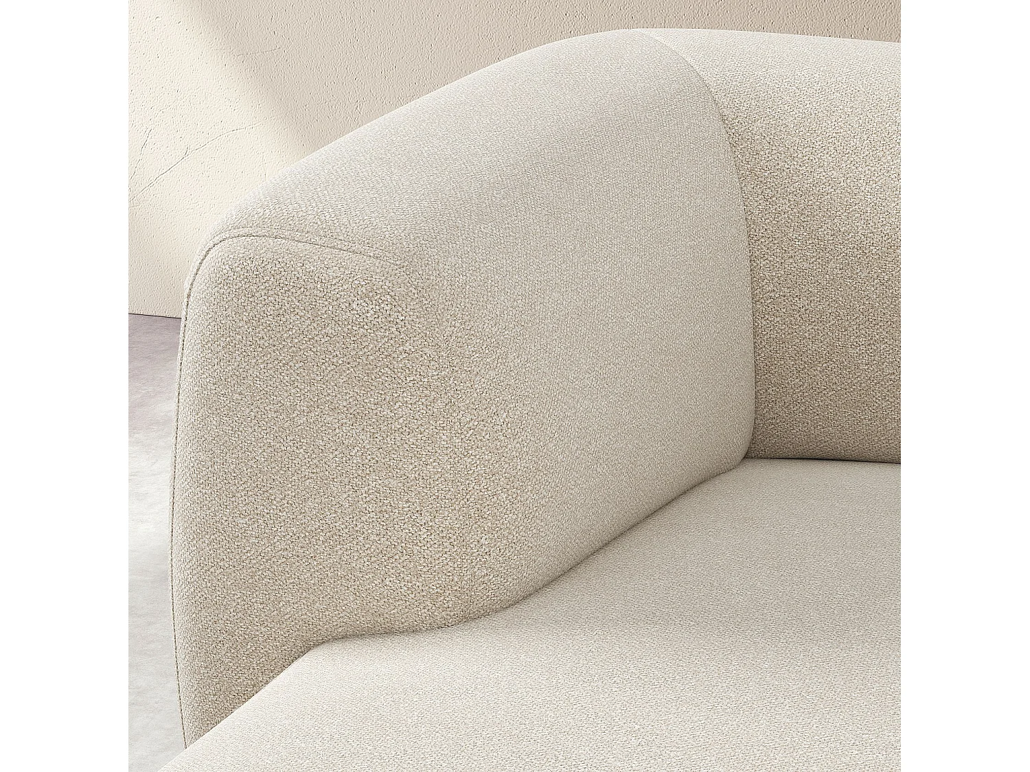 Canapé d'angle gauche en tissu texturé - Beige vanille - Design by Federica Francini