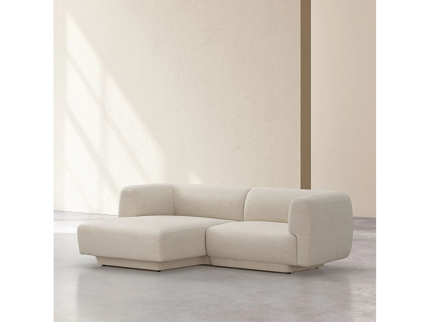 Canapé d'angle gauche en tissu texturé - Beige vanille - Design by Federica Francini