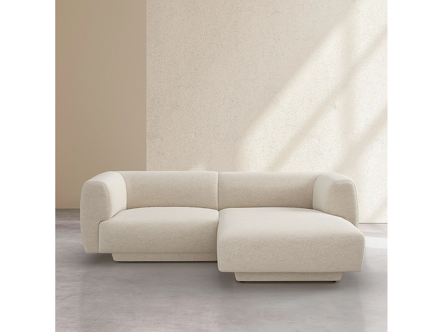 Habitat - Canapé d'angle droit en tissu texturé - Beige vanille - Design by Federica Francini - Austin