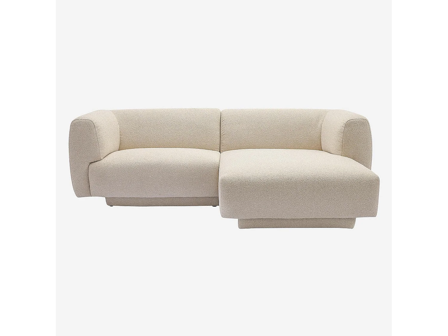 Canapé d'angle droit en tissu texturé - Beige vanille - Design by Federica Francini