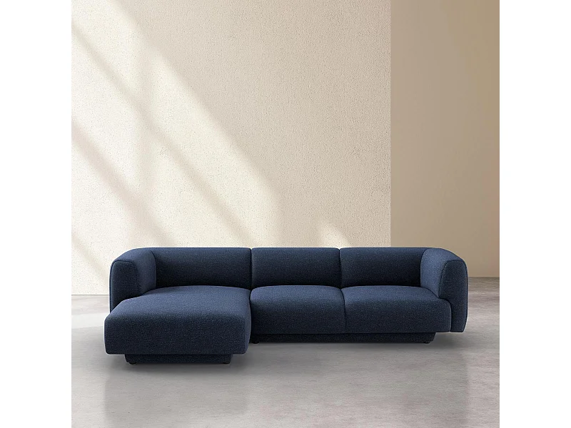 Habitat - Grand canapé d'angle gauche en tissu texturé - Bleu marine - Design by Federica Francini - Austin