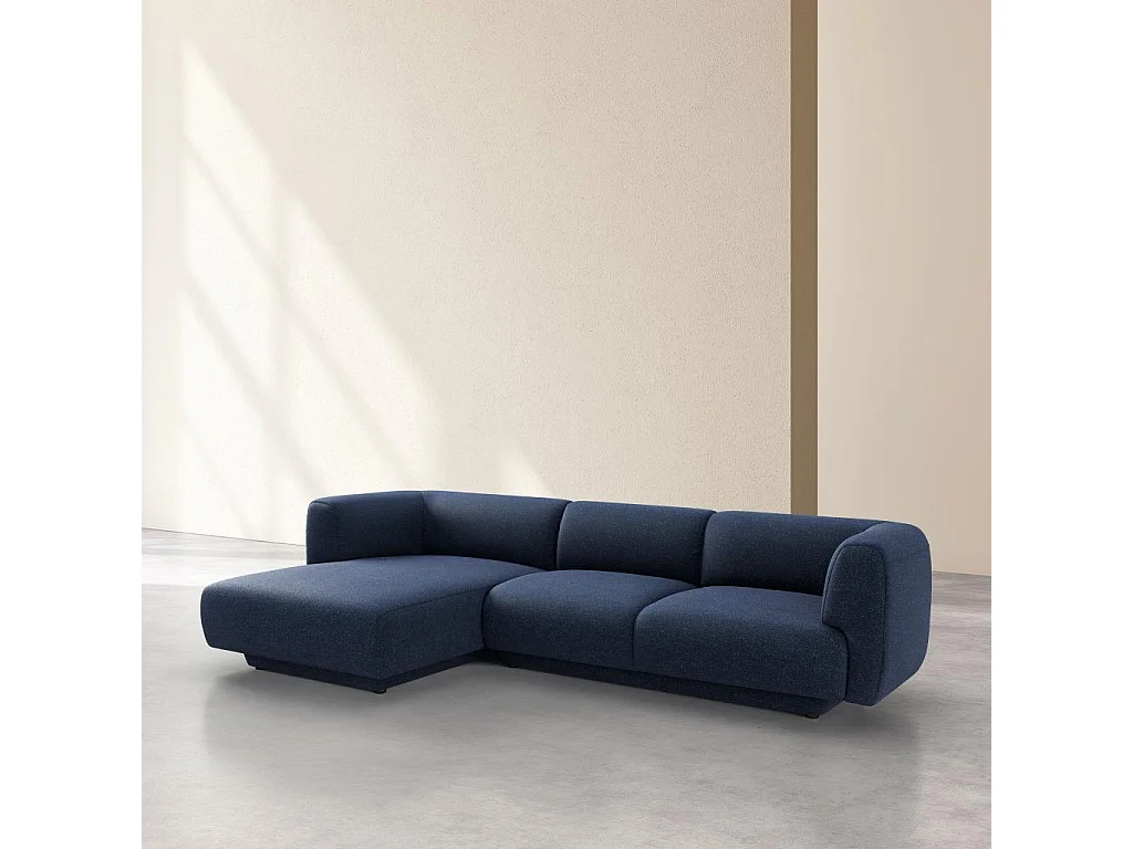 Habitat - Grand canapé d'angle gauche en tissu texturé - Bleu marine - Design by Federica Francini - Austin