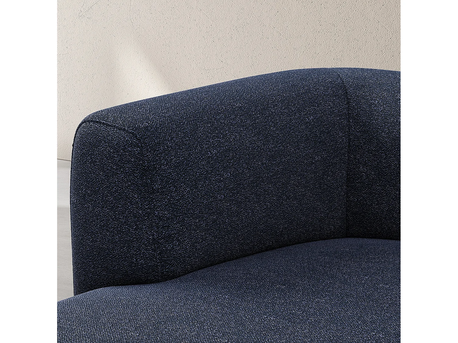Grand canapé d'angle gauche en tissu texturé - Bleu marine - Design by Federica Francini