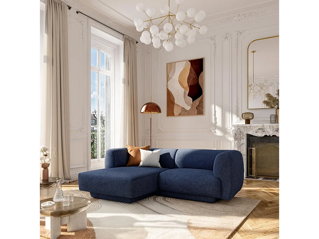 Habitat - Canapé d'angle gauche en tissu texturé - Bleu marine - Design by Federica Francini - Austin