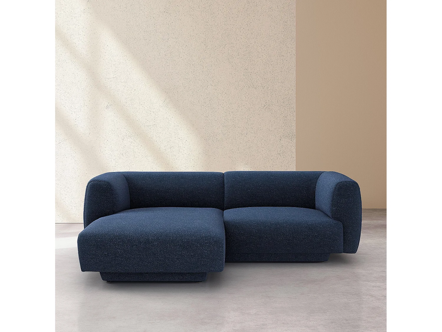 Canapé d'angle gauche en tissu texturé - Bleu marine - Design by Federica Francini