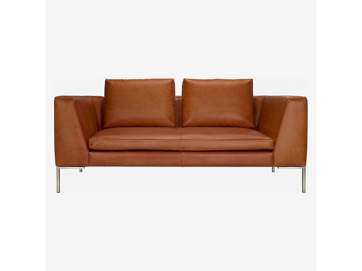 Habitat - Canapé 2 places en cuir Vintage Leather - Marron cognac - Montino