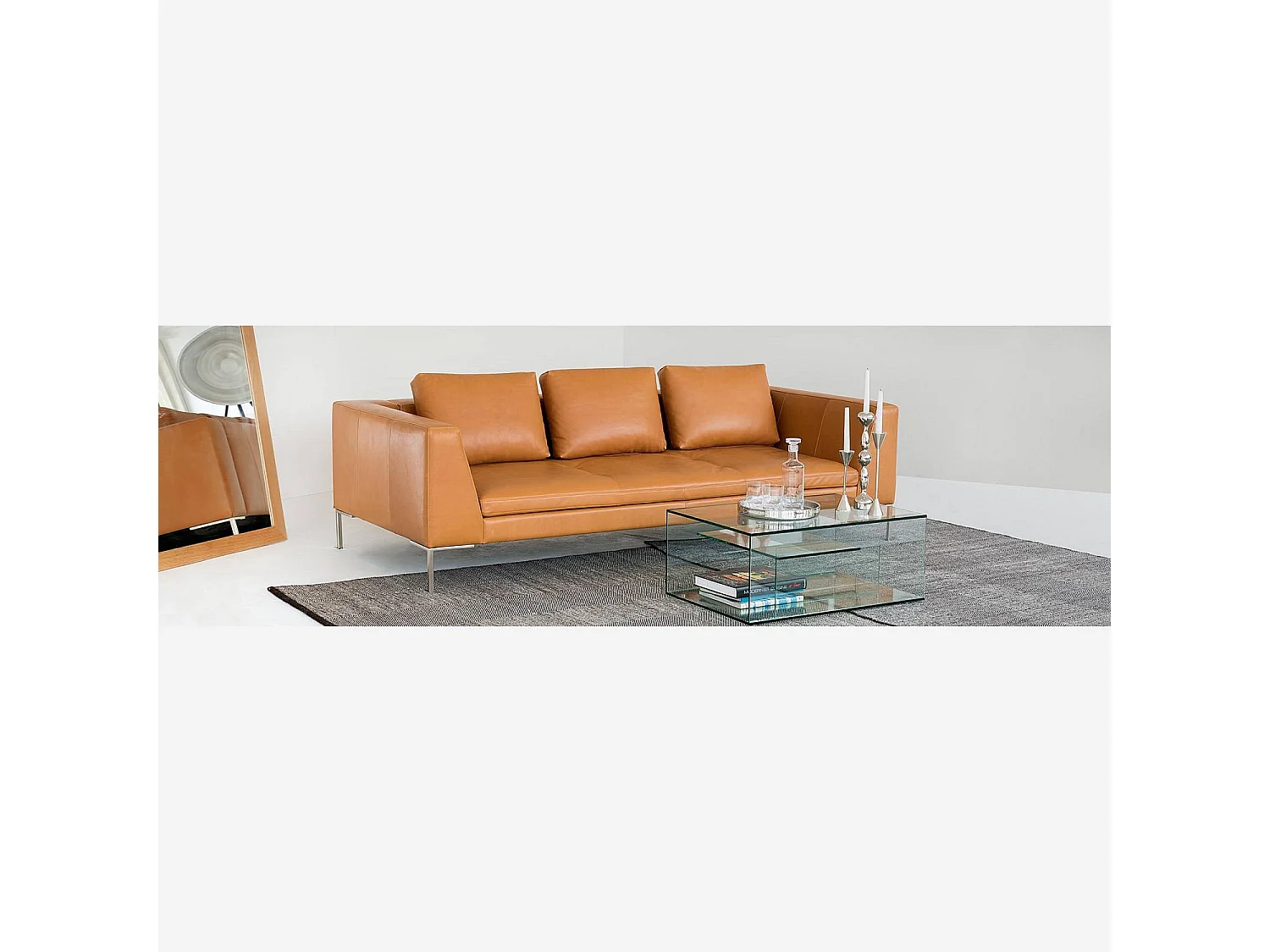 Habitat - Canapé 2 places en cuir Vintage Leather - Marron cognac - Montino