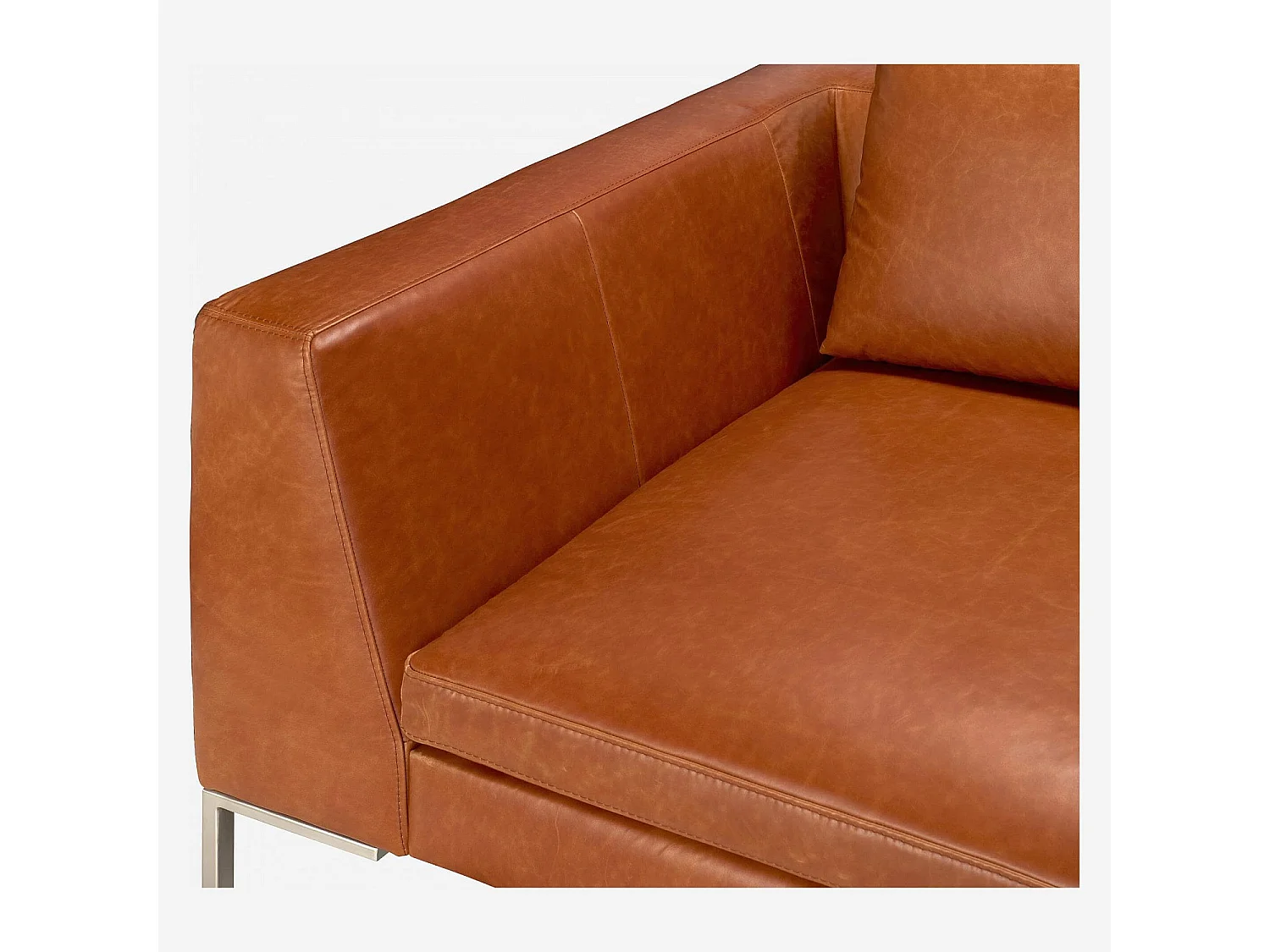 Habitat - Canapé 2 places en cuir Vintage Leather - Marron cognac - Montino
