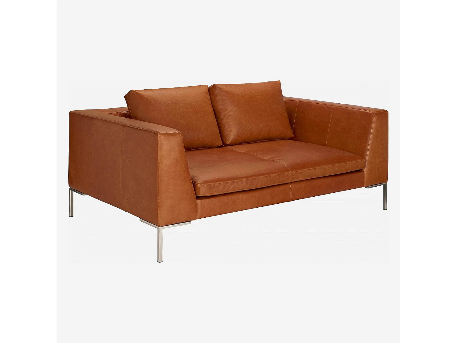 Habitat - Canapé 2 places en cuir Vintage Leather - Marron cognac - Montino
